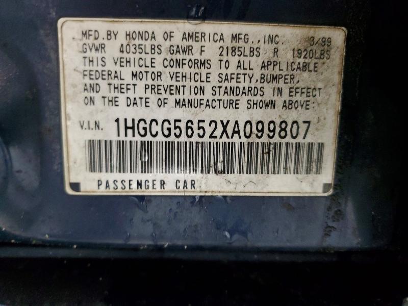 Aukcja sprzedaży 1999 Honda Accord, vin: 1HGCG5652XA099807, numer aukcji: 51800916