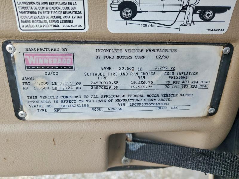 55284836 :رقم المزاد ، 1FCNF53S6Y0A03883 vin ، 2000 Ford F550 Supe مزاد بيع