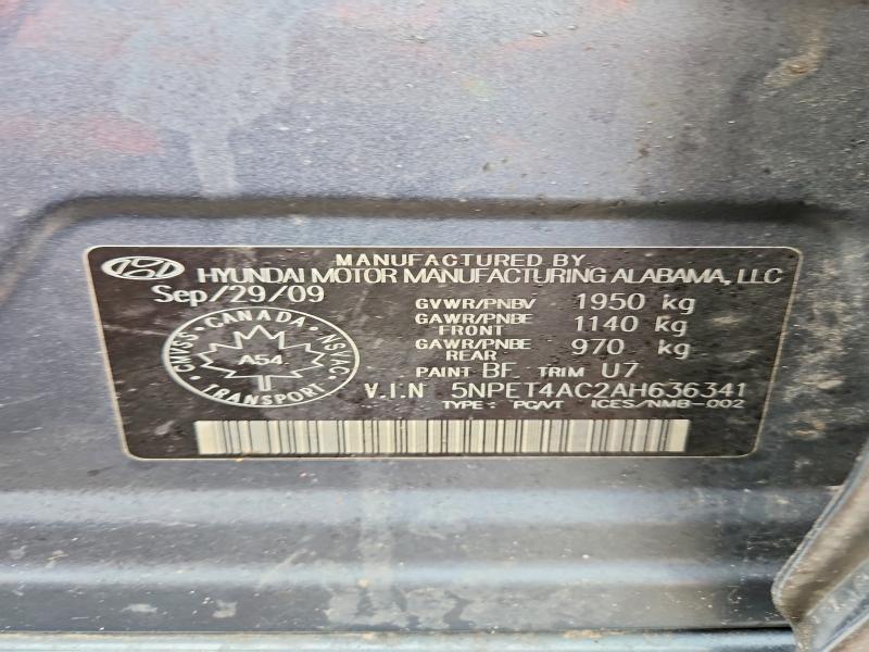 2010 Hyundai Sonata მანქანა იყიდება აუქციონზე, vin: 5NPET4AC2AH636341, აუქციონის ნომერი: 48394836