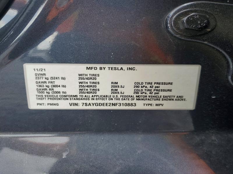 Продаж на аукціоні авто 2022 Tesla Model Y, vin: 7SAYGDEE2NF310883, номер лоту: 48448616