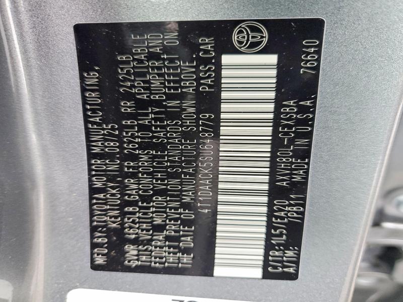 51668196 :رقم المزاد ، 4T1DAACK5SU648779 vin ، 2025 Toyota Camry مزاد بيع