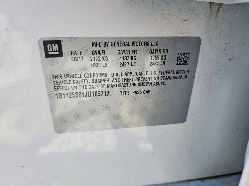 Продажа на аукционе авто 2018 Chevrolet Impala, vin: 1G1125S31JU105717, номер лота: 49904956