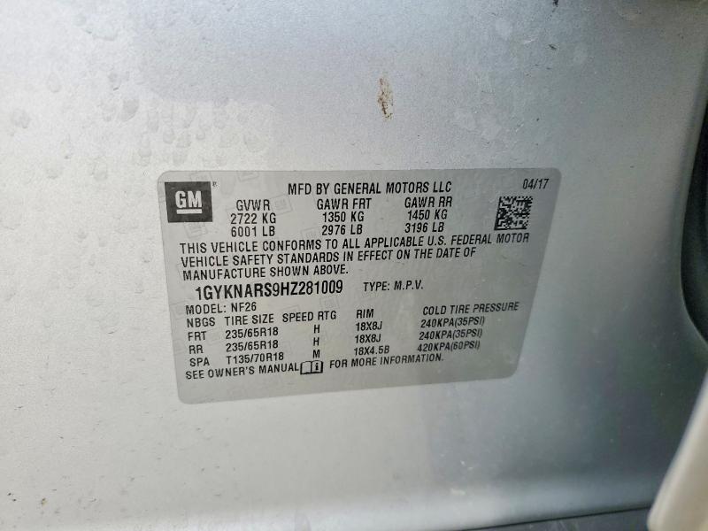 Aukcja sprzedaży 2017 Cadillac Xt5, vin: 1GYKNARS9HZ281009, numer aukcji: 51290166