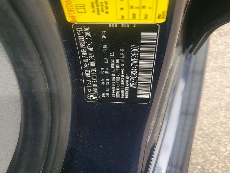 Продажа на аукционе авто 2007 Bmw X3, vin: WBXPC93447WF26007, номер лота: 49307296