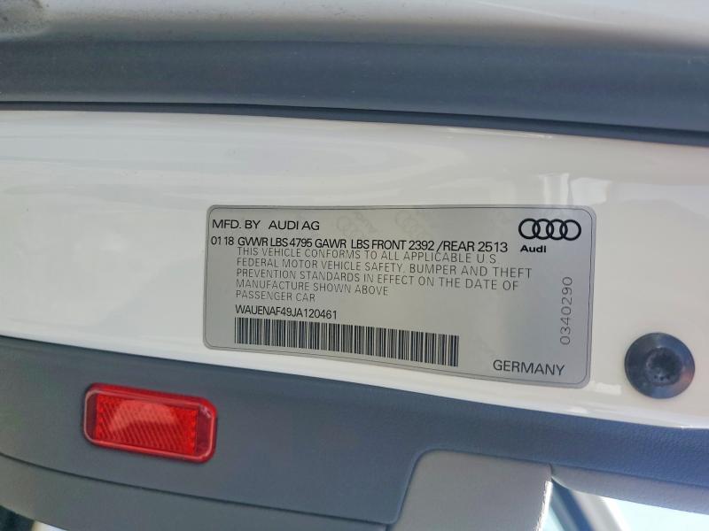 Auction sale of the 2018 Audi A4, vin: WAUENAF49JA120461, lot number: 50349276
