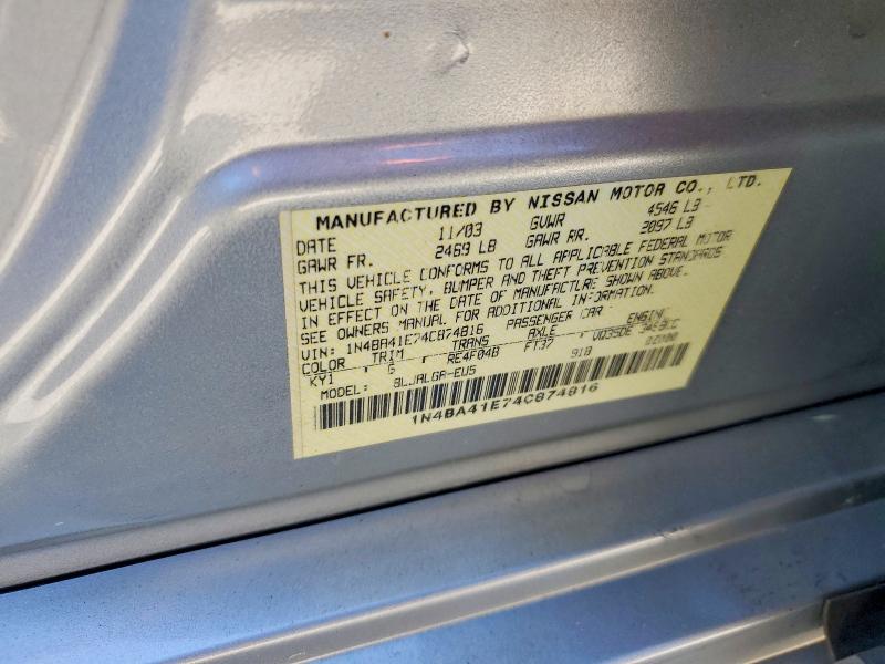 50230726 :رقم المزاد ، 1N4BA41E74C874816 vin ، 2004 Nissan Maxima مزاد بيع