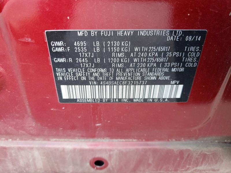 51836216 :رقم المزاد ، 4S4BSAEC8F3215737 vin ، 2015 Subaru Outback مزاد بيع