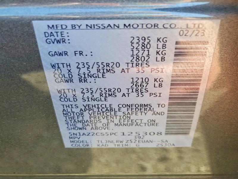 Auction sale of the 2023 Nissan Murano, vin: 5N1AZ2CS5PC125308, lot number: 49067066