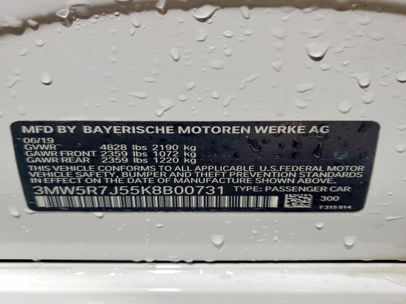 Продаж на аукціоні авто 2019 Bmw 330xi, vin: 3MW5R7J55K8B00731, номер лоту: 50723876