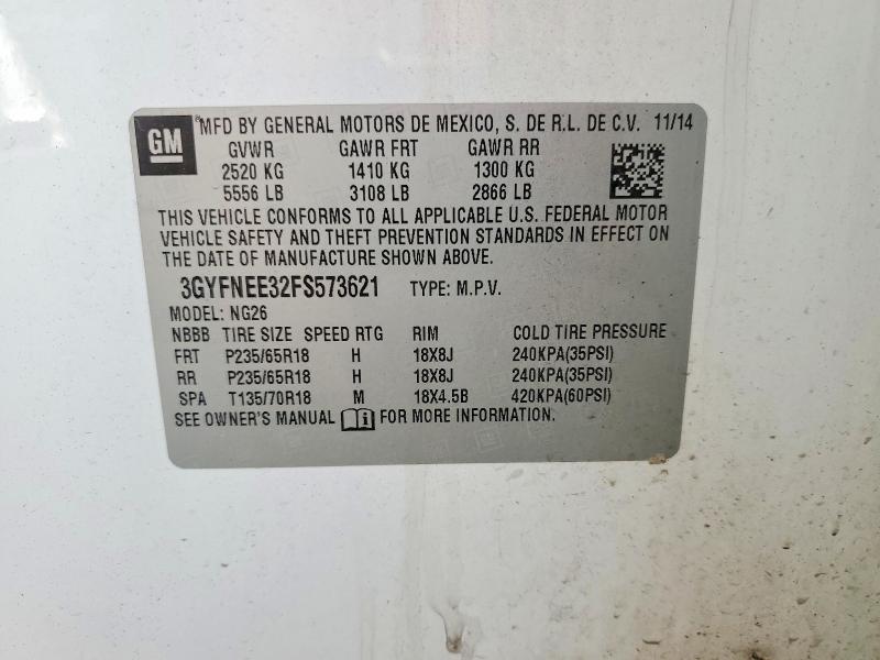Aukcja sprzedaży 2015 Cadillac Srx, vin: 3GYFNEE32FS573621, numer aukcji: 51211766