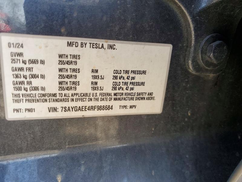 Продажа на аукционе авто 2024 Tesla Model Y, vin: 7SAYGAEE4RF988684, номер лота: 50049646