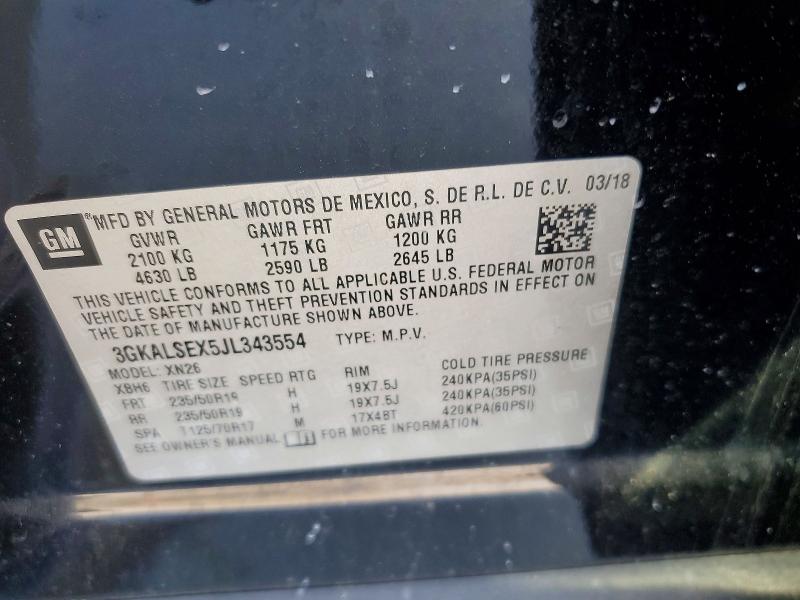48989236 :رقم المزاد ، 3GKALSEX5JL343554 vin ، 2018 Gmc Terrain مزاد بيع