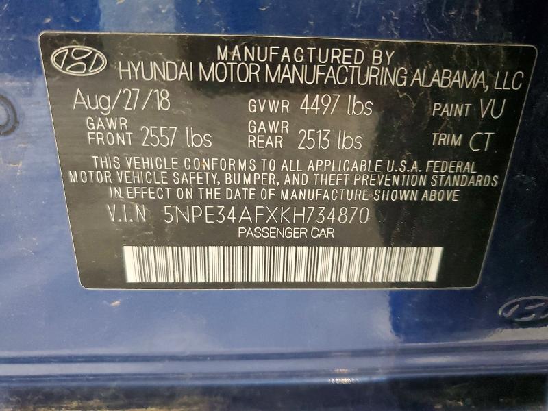 Продажа на аукционе авто 2019 Hyundai Sonata, vin: 5NPE34AFXKH734870, номер лота: 51413636