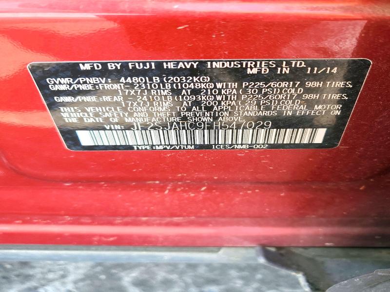 51772336 :رقم المزاد ، JF2SJAHC9FH547029 vin ، 2015 Subaru Forester مزاد بيع