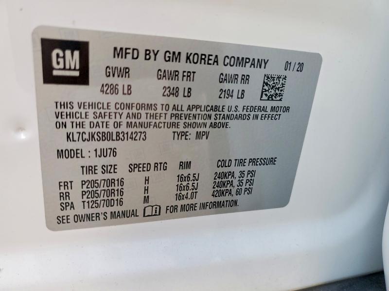 Продажа на аукционе авто 2020 Chevrolet Trax, vin: KL7CJKSB0LB314273, номер лота: 49442126