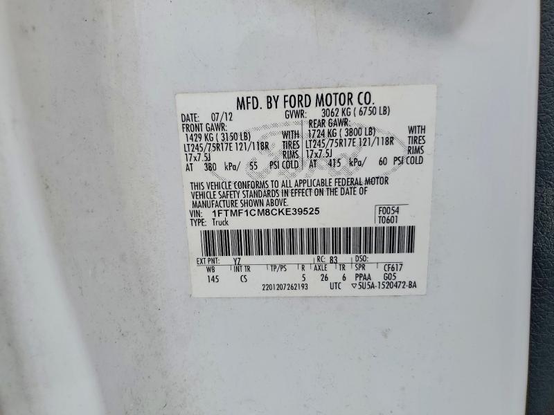 Aukcja sprzedaży 2012 Ford F150, vin: 1FTMF1CM8CKE39525, numer aukcji: 49594456