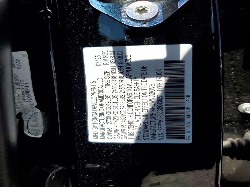 Aukcja sprzedaży 2025 Honda Ridgeline, vin: 5FPYK3F58SB043627, numer aukcji: 51905796