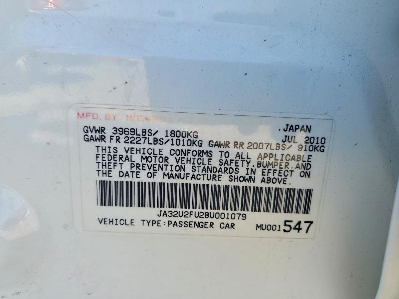 Aukcja sprzedaży 2011 Mitsubishi Lancer, vin: JA32U2FU2BU001079, numer aukcji: 49240746
