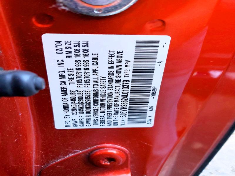 2004 Honda Element მანქანა იყიდება აუქციონზე, vin: 5J6YH28624L010379, აუქციონის ნომერი: 56673546