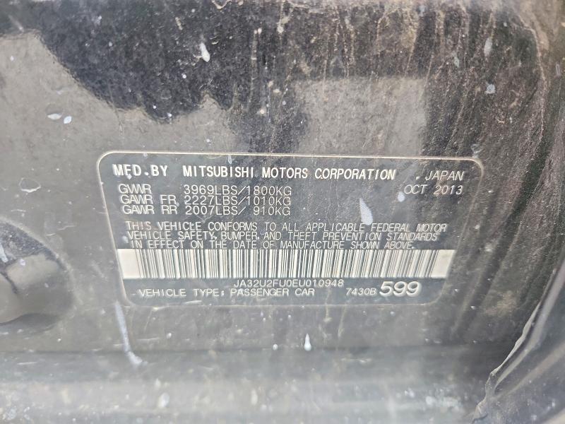 2014 Mitsubishi Lancer მანქანა იყიდება აუქციონზე, vin: JA32U2FU0EU010948, აუქციონის ნომერი: 51458686