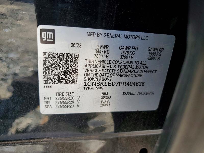 2023 Chevrolet Tahoe მანქანა იყიდება აუქციონზე, vin: 1GNSKLED7PR404636, აუქციონის ნომერი: 48764266