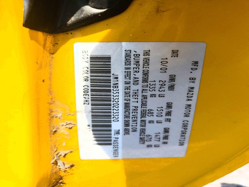 2002 Mazda Mx-5 Miata მანქანა იყიდება აუქციონზე, vin: JM1NB353320223320, აუქციონის ნომერი: 49476556