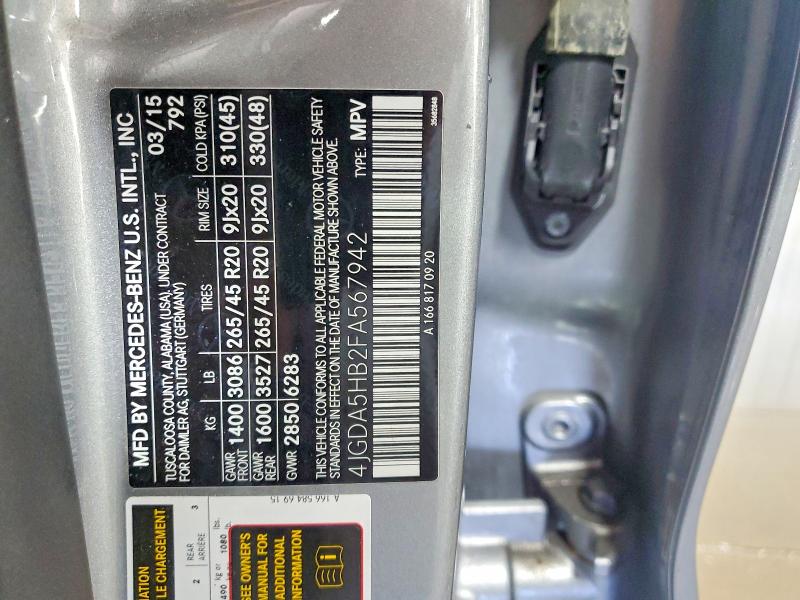 Aukcja sprzedaży 2015 Mercedes-benz Ml, vin: 4JGDA5HB2FA567942, numer aukcji: 49024926