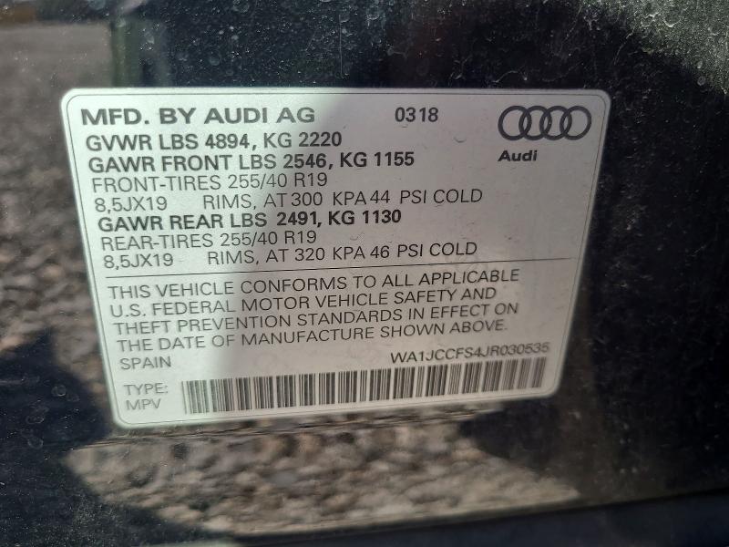 2018 Audi Q3 მანქანა იყიდება აუქციონზე, vin: WA1JCCFS4JR030535, აუქციონის ნომერი: 49280666