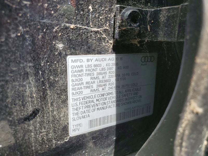 Продаж на аукціоні авто 2017 Audi Q7, vin: WA1LAAF7XHD033137, номер лоту: 49935616