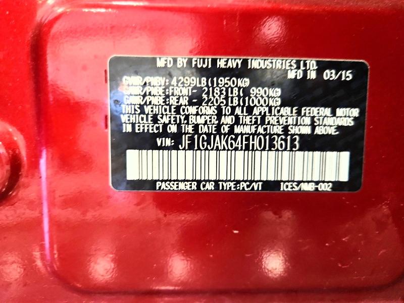 2015 Subaru Impreza მანქანა იყიდება აუქციონზე, vin: JF1GJAK64FH013613, აუქციონის ნომერი: 51297926