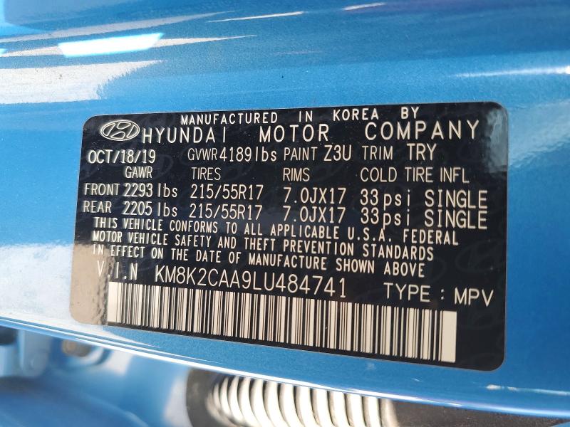 2020 Hyundai Kona მანქანა იყიდება აუქციონზე, vin: KM8K2CAA9LU484741, აუქციონის ნომერი: 51263556