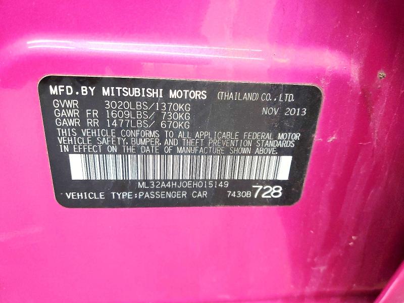 Продаж на аукціоні авто 2014 Mitsubishi Mirage, vin: ML32A4HJ0EH015149, номер лоту: 49237006