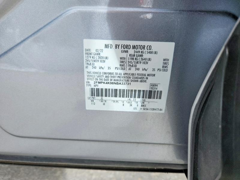 Продажа на аукционе авто 2022 Ford Edge, vin: 2FMPK4K98NBA33731, номер лота: 49289676