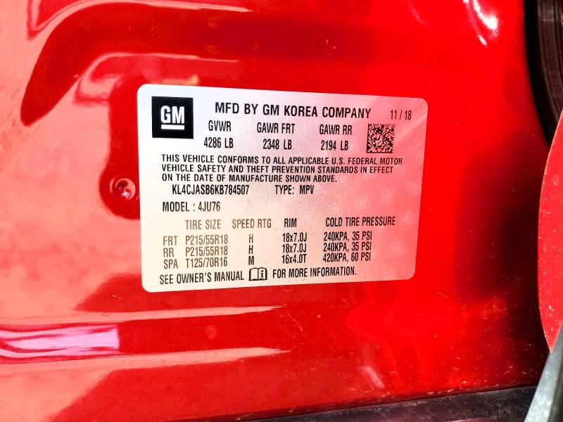 Aukcja sprzedaży 2019 Buick Encore, vin: KL4CJASB6KB784507, numer aukcji: 49109696