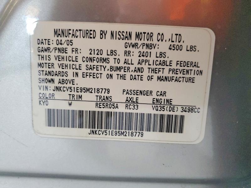 Aukcja sprzedaży 2005 Infiniti G35, vin: JNKCV51E95M218779, numer aukcji: 47800806