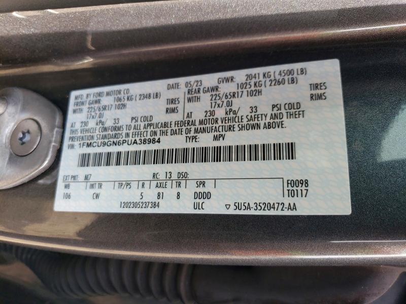 2023 Ford Escape მანქანა იყიდება აუქციონზე, vin: 1FMCU9GN6PUA38984, აუქციონის ნომერი: 50154636