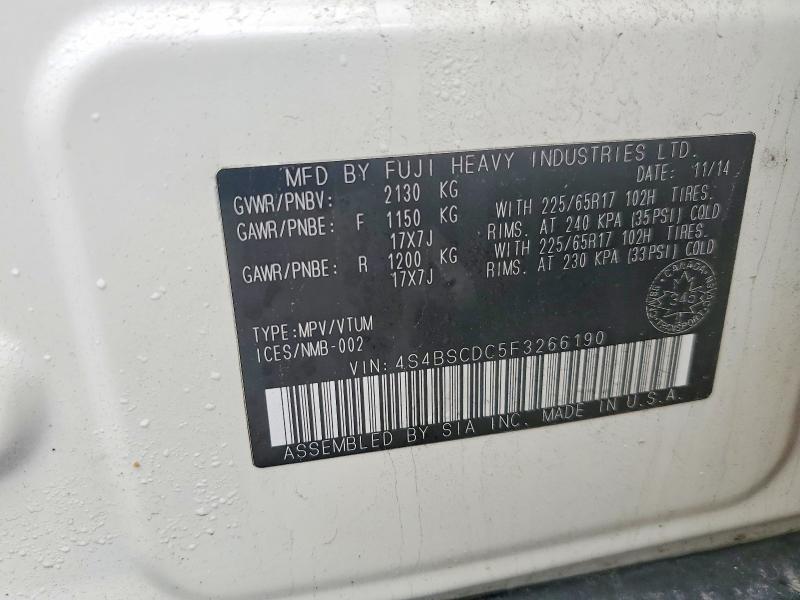 Aukcja sprzedaży 2015 Subaru Outback, vin: 4S4BSCDC5F3266190, numer aukcji: 49438556