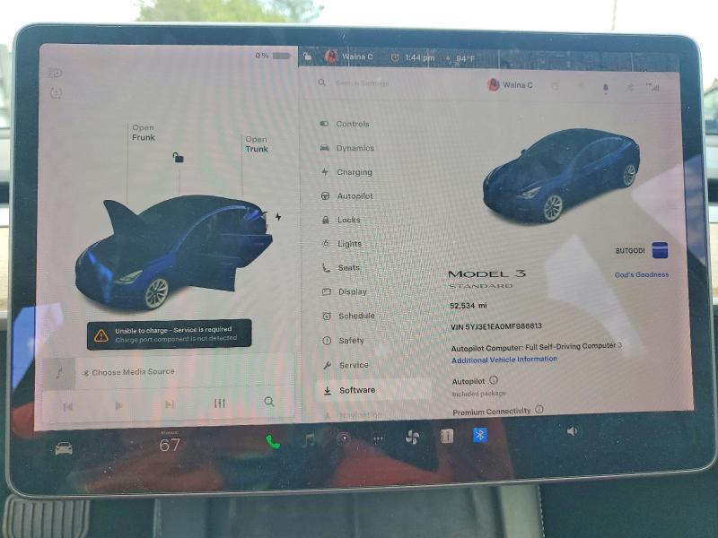 2021 Tesla Model 3 მანქანა იყიდება აუქციონზე, vin: 5YJ3E1EA0MF986613, აუქციონის ნომერი: 50416856