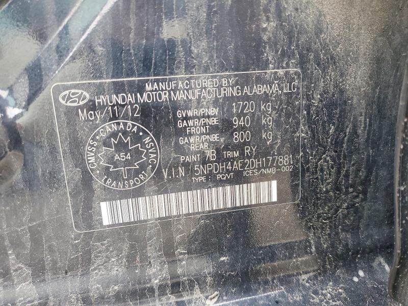49732016 :رقم المزاد ، 5NPDH4AE2DH177881 vin ، 2013 Hyundai Elantra مزاد بيع