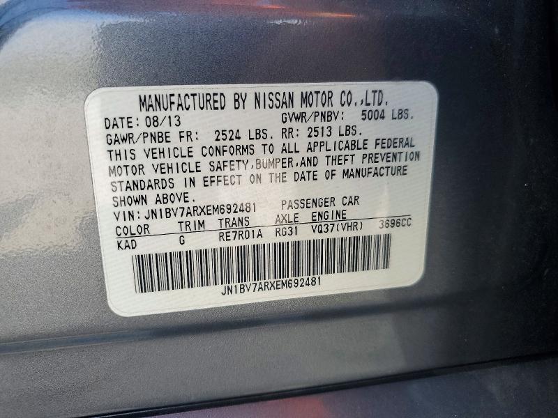 48838086 :رقم المزاد ، JN1BV7ARXEM692481 vin ، 2014 Infiniti Q50 مزاد بيع