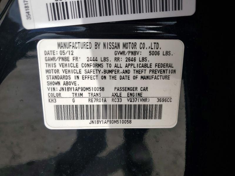 Aukcja sprzedaży 2013 Infiniti M37, vin: JN1BY1AP9DM510058, numer aukcji: 51077446