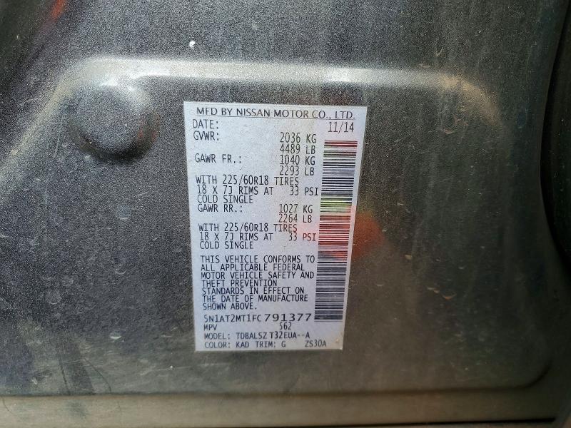 Aukcja sprzedaży 2015 Nissan Rogue, vin: 5N1AT2MT1FC791377, numer aukcji: 50175046