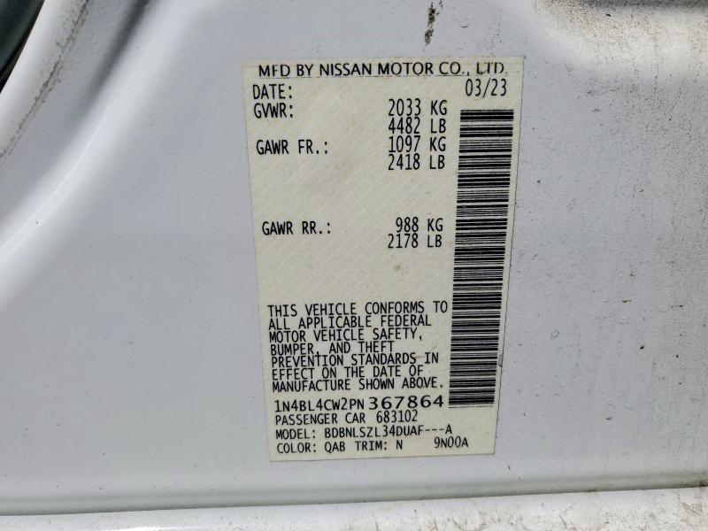 2023 Nissan Altima მანქანა იყიდება აუქციონზე, vin: 1N4BL4CW2PN367864, აუქციონის ნომერი: 50146996