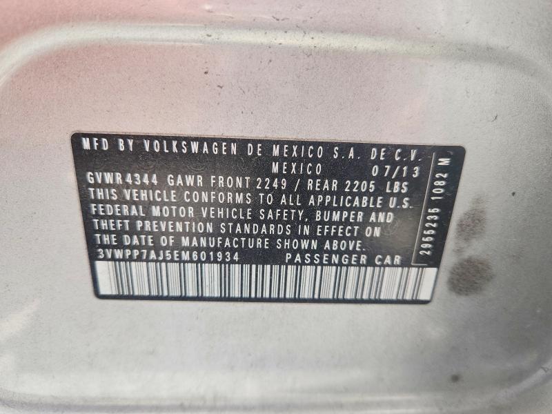 50978596 :رقم المزاد ، 3VWPP7AJ5EM601934 vin ، 2014 Volkswagen Jetta مزاد بيع