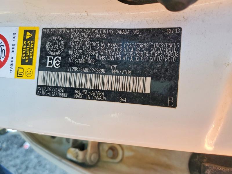 Продаж на аукціоні авто 2014 Lexus Rx 350, vin: 2T2BK1BA8EC242686, номер лоту: 48309466