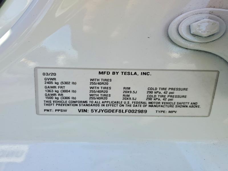 Aukcja sprzedaży 2020 Tesla Model Y, vin: 5YJYGDEF8LF002989, numer aukcji: 49143266