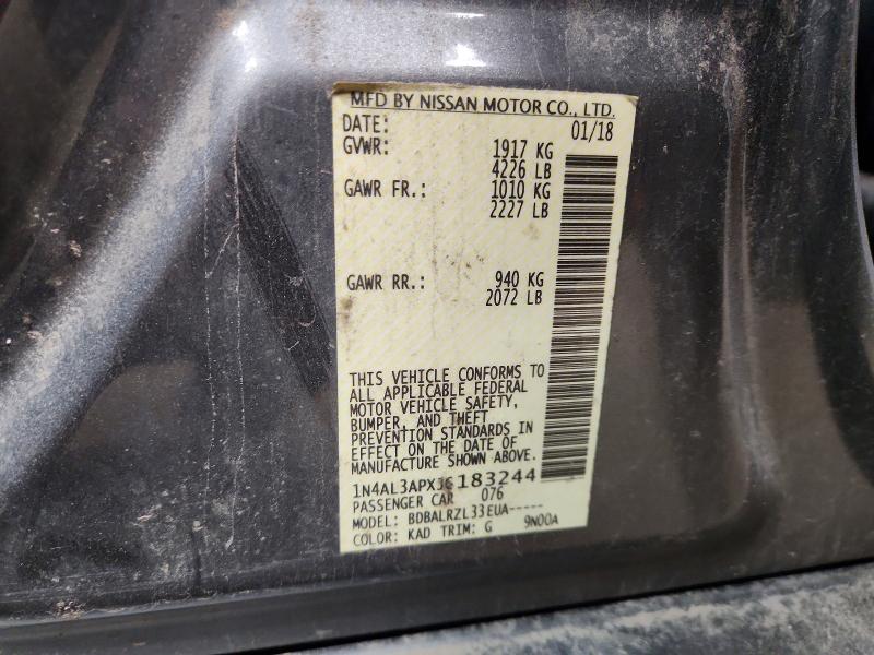 2018 Nissan Altima მანქანა იყიდება აუქციონზე, vin: 1N4AL3APXJC183244, აუქციონის ნომერი: 48619656