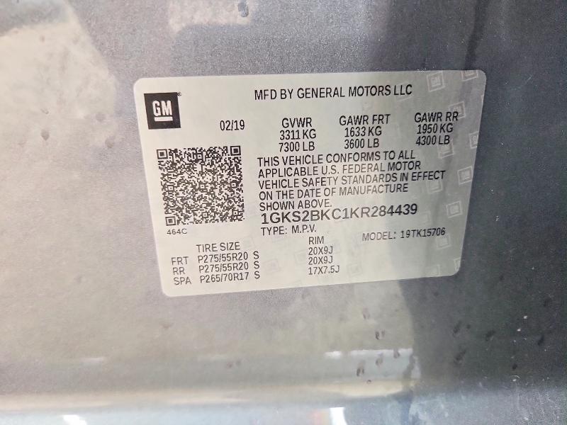 Aukcja sprzedaży 2019 Gmc Yukon, vin: 1GKS2BKC1KR284439, numer aukcji: 50659196