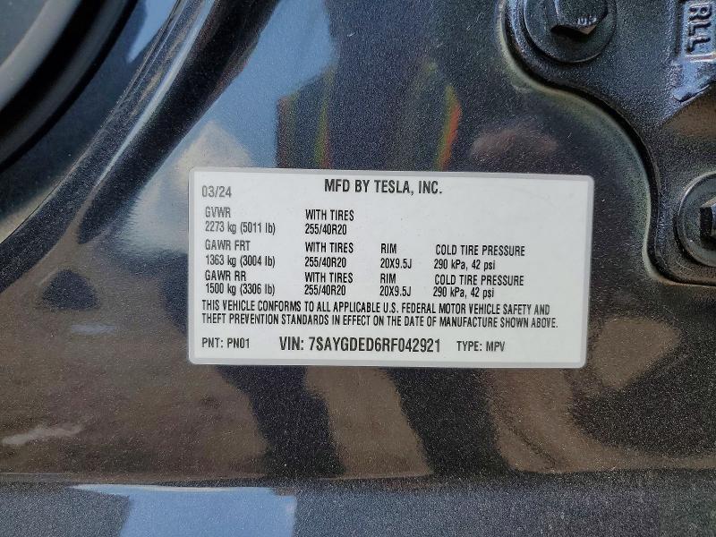 Продаж на аукціоні авто 2024 Tesla Model Y, vin: 7SAYGDED6RF042921, номер лоту: 50910716