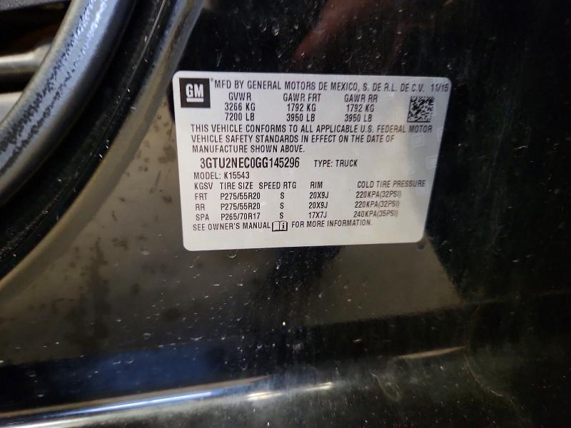 Продаж на аукціоні авто 2016 Gmc Sierra, vin: 3GTU2NEC0GG145296, номер лоту: 52118266
